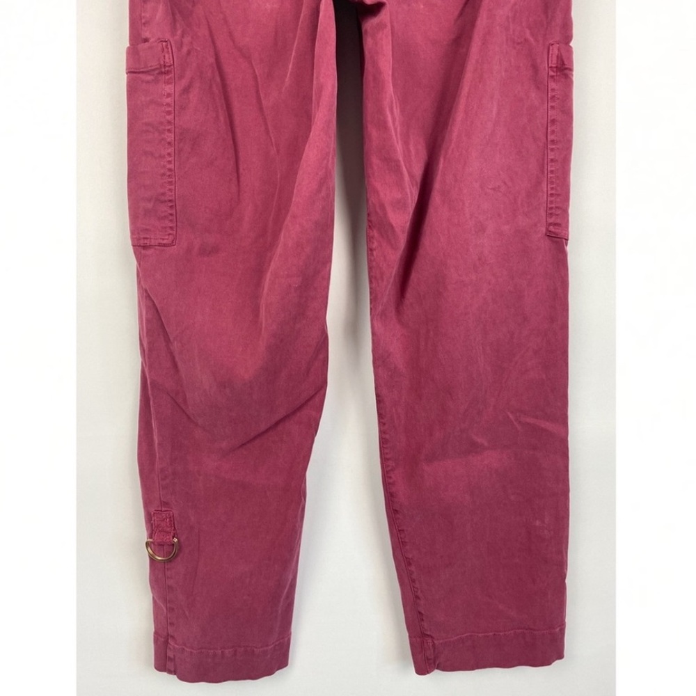 Soft Surroundings Womens Pants M Pink Burgundy Eyelet Crop Coastal Cargo Mira - Picture 8 of 10